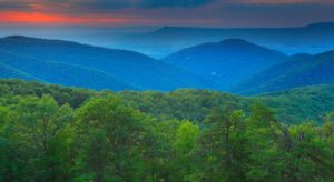 Blur Ridge Mountains in Charlottesville Virginia